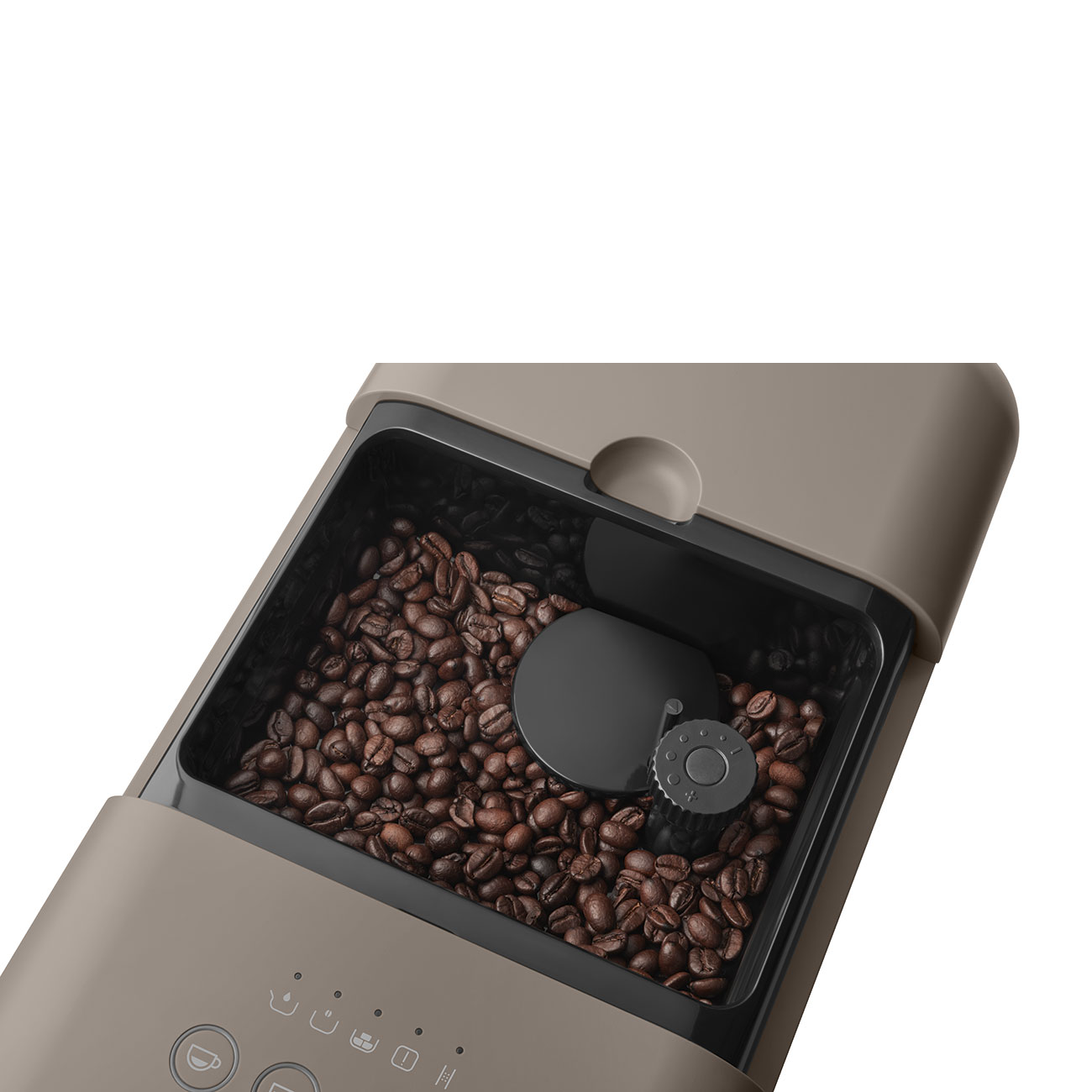 cafetera marrón taupe SMEG deposito granos café automática Espresso diseño calidad molinillo café