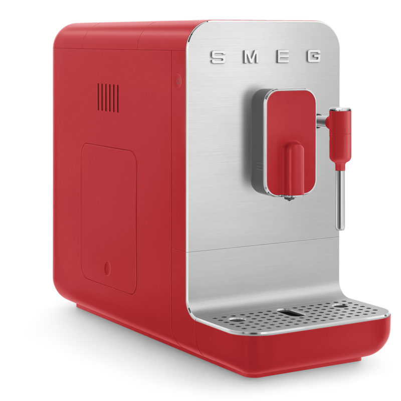 cafetera roja SMEG automática Espresso diseño calidad molinillo y vaporizador integrados