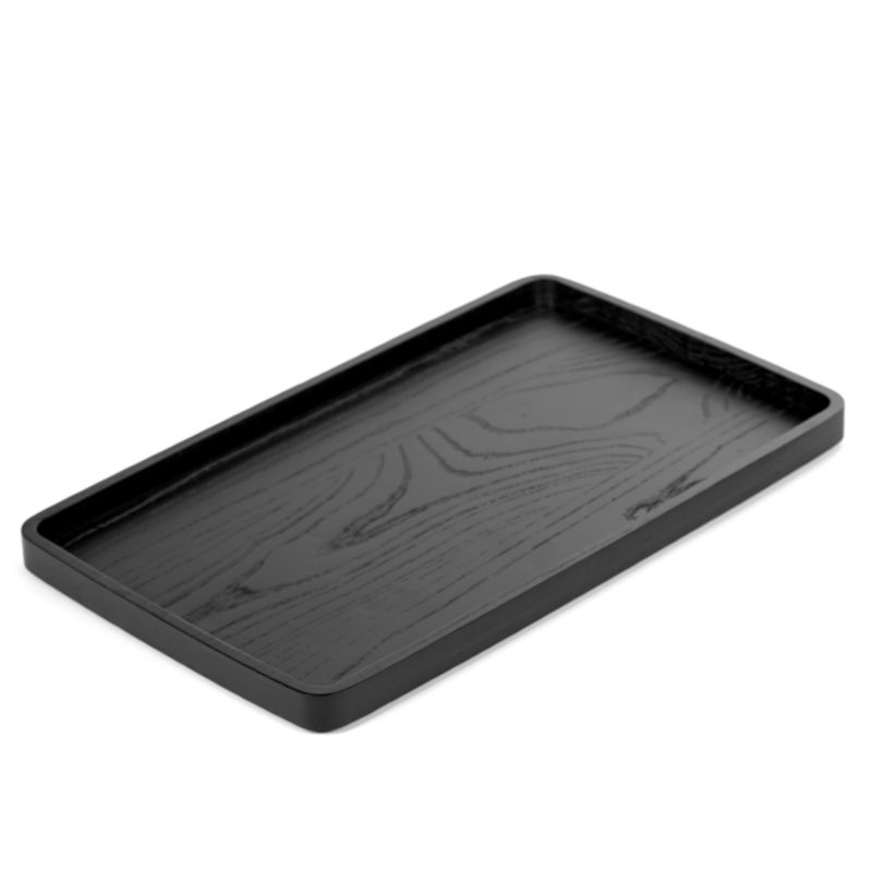 bandeja negra rectangular, de 45 cm por 27 cm accesorios de mesa PASSE-PARTOUT en madera de fresno carbonizada