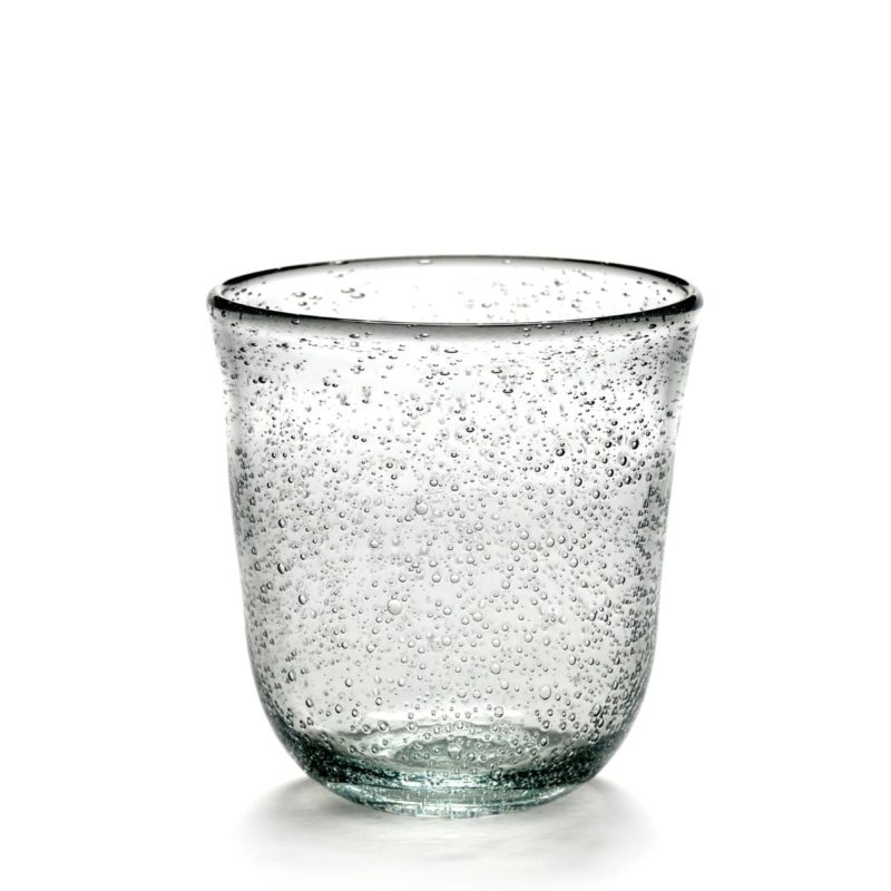 vaso de agua de 20 cl de la colección PURE de cristal con burbujas colección de formas y texturas orgánicas.