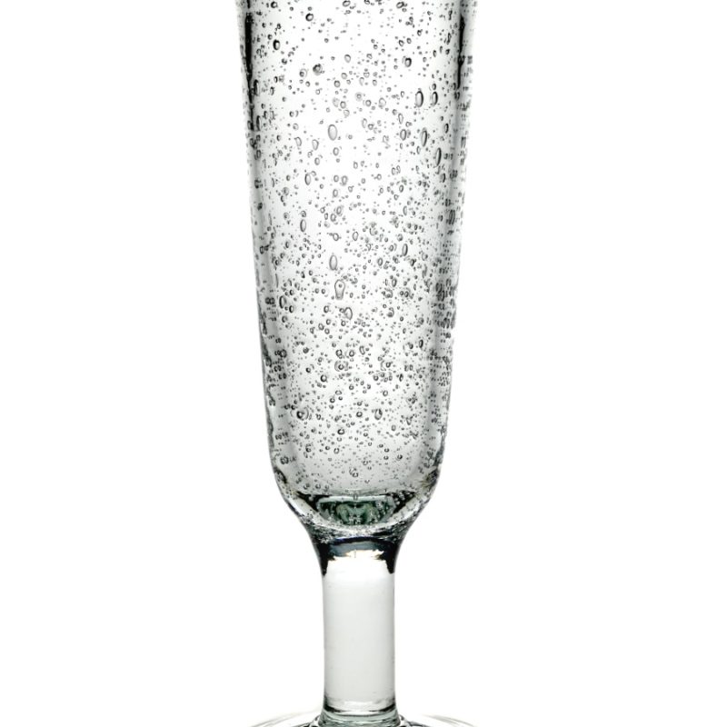 copa de champagne de 15 cl de la colección PURE de cristal con burbujas colección de formas y texturas orgánicas. Dos.