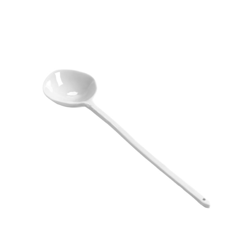cuchara blanca de cerámica con cabeza angulada colección SPOON